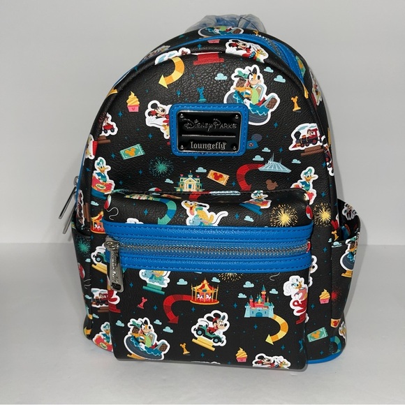 New Loungefly Mini Backpack Mickey And Friends Play In The Park Black - Picture 1 of 4